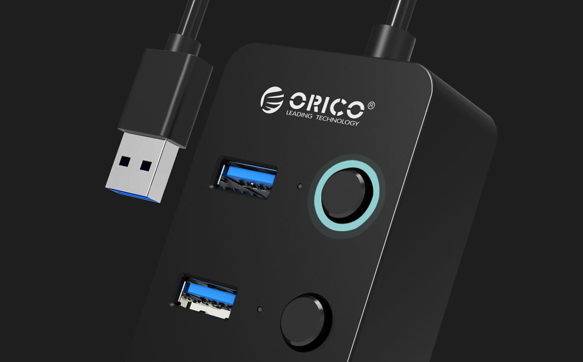 Orico USB 3.0. Hub with switches 4x USB (black)