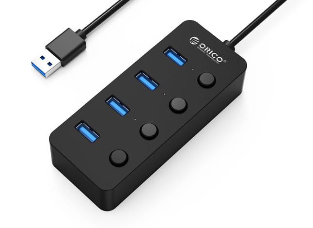 Orico USB 3.0. Hub with switches 4x USB (black)