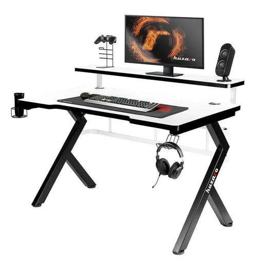 Desk Gaming Huzaro HZ-Hero 5.0 White White Black Carbon fibre 120 x 60 cm - Аксесоари за Игри<<<Компютър