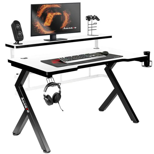 Desk Gaming Huzaro HZ-Hero 5.0 White White Black Carbon fibre 120 x 60 cm - Аксесоари за Игри<<<Компютър