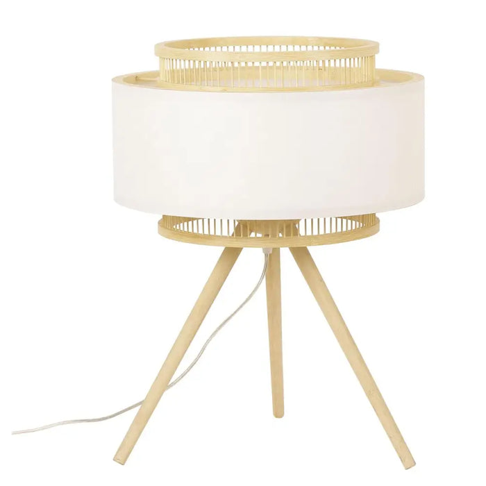 Desk lamp DKD Home Decor Brown Polyester White Bamboo (36 x 36 x 48 cm) - Декорация и Осветление<<<Дом