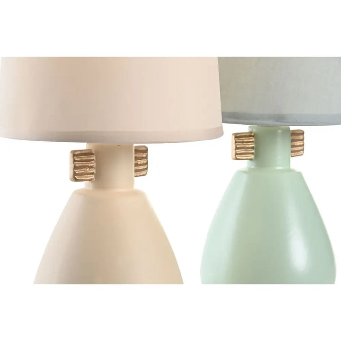 Desk lamp DKD Home Decor Cloth Polyester Green Cream Stoneware 220 V 40 W (2 Units) (16 x 16 x 27 cm) - Декорация и