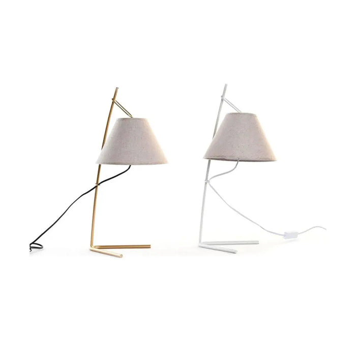 Desk lamp DKD Home Decor Golden Metal Linen White 50 W Modern (25 x 31 x 57 cm) (2 Units) - Декорация и