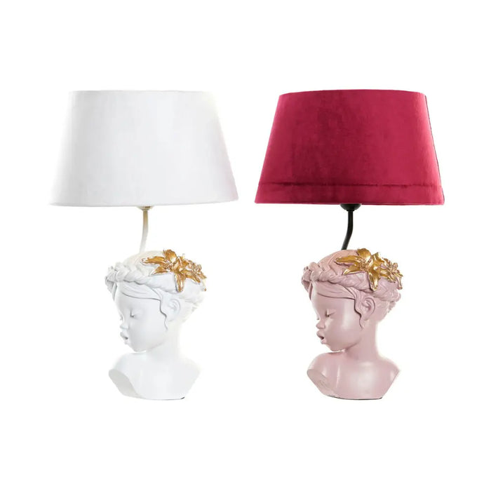 Desk lamp DKD Home Decor Red Resin Light Pink 220 V 50 W 30 x 30 x 49 cm (2 Units) - Декорация и Осветление<<<Дом