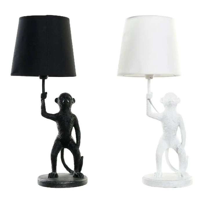 Desk lamp DKD Home Decor White Black Polyester Metal Resin 25W 220 V Monkey (2 pcs) (20 x 20 x 45 cm) - Декорация и