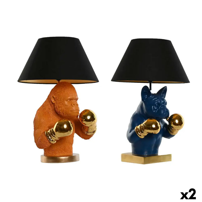 Desk lamp Home ESPRIT Blue Black Orange Golden Resin 50 W 220 V 36 x 36 x 55 cm (2 Units) - Декорация и