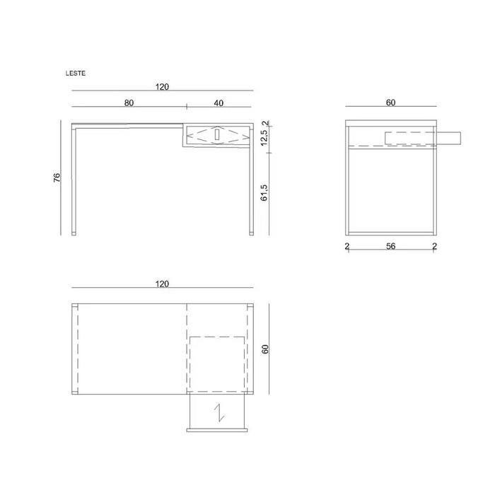 Desk with drawer Unique LESTE 120 x 60 cm black/oak - Modern desksBIR-NOW<<<DesksBIR<<<ActionPL