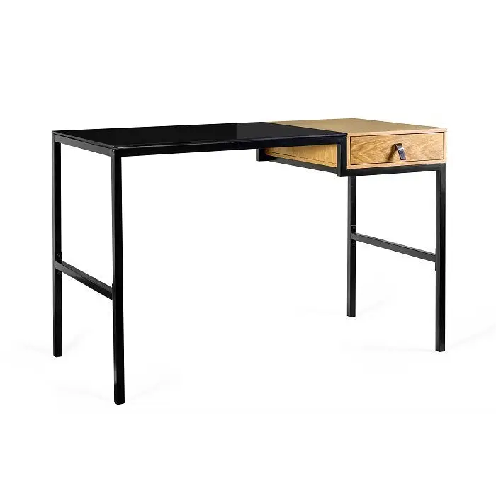 Desk with drawer Unique LESTE 120 x 60 cm black/oak - Modern desksBIR-NOW<<<DesksBIR<<<ActionPL