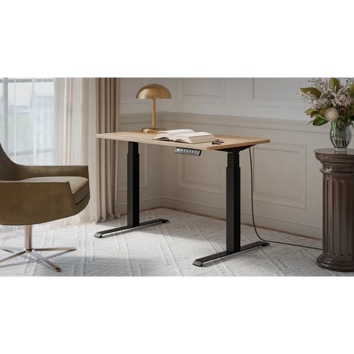 Desk with electric height adjustment MOON 121x67x72-120 black/tan - Modern desksBIR-NOW<<<DesksBIR<<<ActionPL