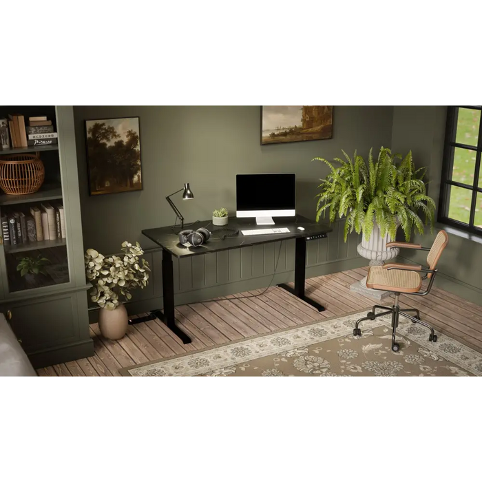 Desk with electric height adjustment MOON LONG 150x80x72-120 black/san sebastian - Modern