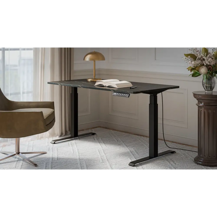 Desk with electric height adjustment MOON LONG 150x80x72-120 black/san sebastian - Modern