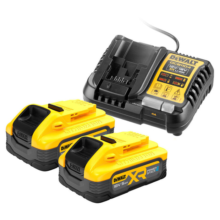 BATTERY 2 PCS 5 AH AND CHARGER DEWALT DCB1104H2-QW