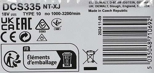 DeWALT DCS335NT power jigsaw 3200 spm 2 kg