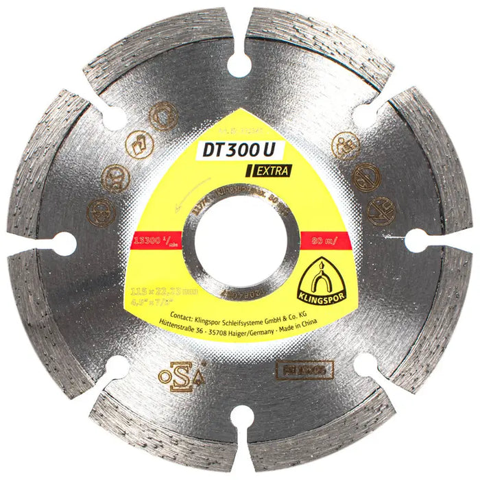 DIAMOND DISC FOR NON-METAL CUTTING KLINGSPOR 115x1.6x22.23 - Дискове за ъглошлайфи<<<Консумативи за