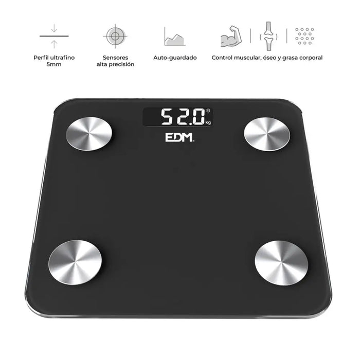 Digital Bathroom Scales EDM 07613 Body Composition Black 180 kg - Баня<<<Дом Градина<<<BigBuy&&&Кантари за