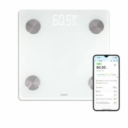 Digital Bathroom Scales Livoo DOM528W White Tempered glass 180 kg - Кантари за баня<<<Баня<<<Дом Градина<<<BigBuy