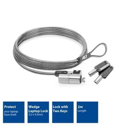Digital laptop lock ACT LOCK AC9040 2.0 m - Заключващи устройства за лаптоп<<<Лаптопи таблети и аксесоари<<<ValiAPI