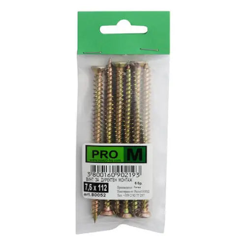 DIRECT MOUNT SCREW 7.5X112 MM PRO M 6 PCS - Винтове<<<Винтове и болтови съединения<<<Инструменти и железария<<<Praktiker