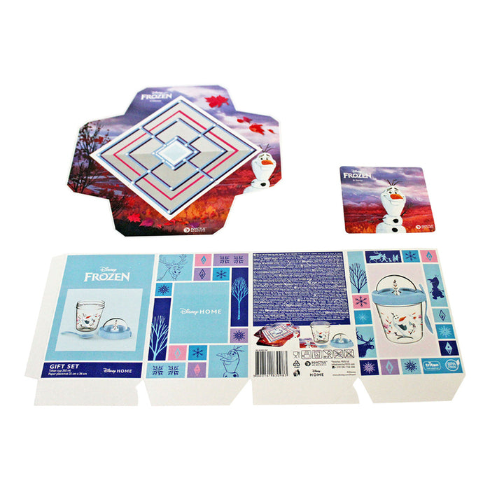 SET OF GLASS WITH FIGURE + OLAF DISNEY BOARD GAME
