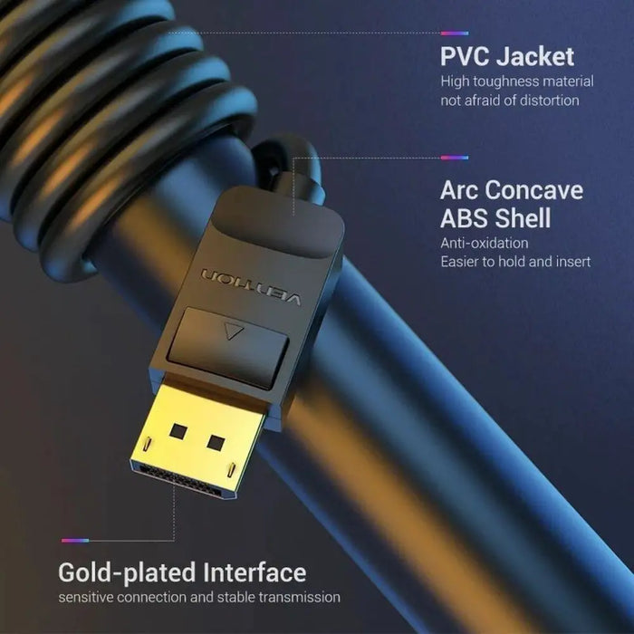 DisplayPort Cable Vention HACBJ Black 5 m - Компютър Кабели и адаптери<<<Компютри| Електроника<<<BigBuy&&&Кабели