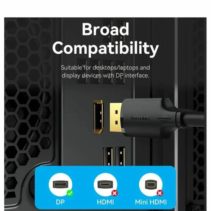 DisplayPort Cable Vention HAKBF Black 1 m - Компютър Кабели и адаптери<<<Компютри| Електроника<<<BigBuy&&&Кабели