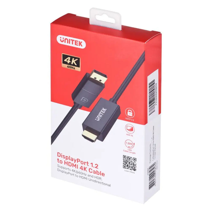 DisplayPort to HDMI Cable Unitek V1608A Black 1,8 m - Адаптери<<<Компютър Кабели и адаптери<<<Компютри|
