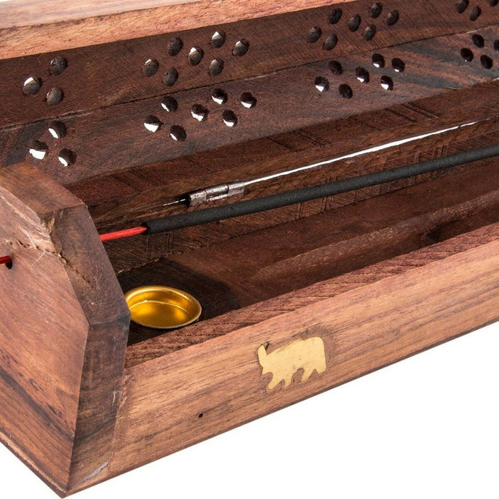 Essential oil burner DKD Home Decor Wood Bamboo Mandala Natural 26 x 8 x 8 cm Incense (6 Units)