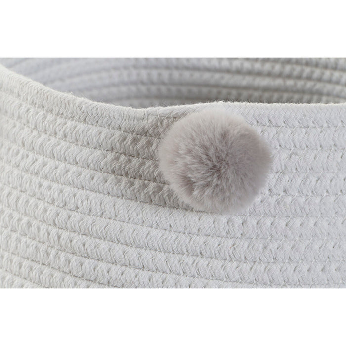 Basket set DKD Home Decor Pompoms 30 x 30 x 26 cm Wood