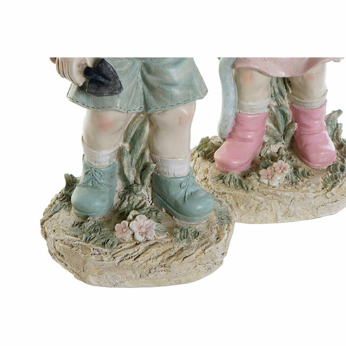 Decorative Figure DKD Home Decor Blue Pink Resin Children (18 x 15 x 41 cm) (2 pcs)