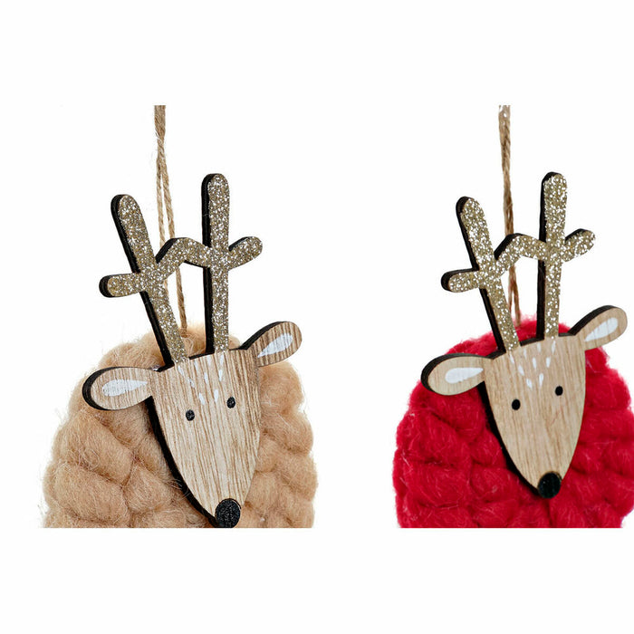 Christmas bauble DKD Home Decor Polyester Wood Reindeer (3 pcs) (8 x 3 x 26 cm)