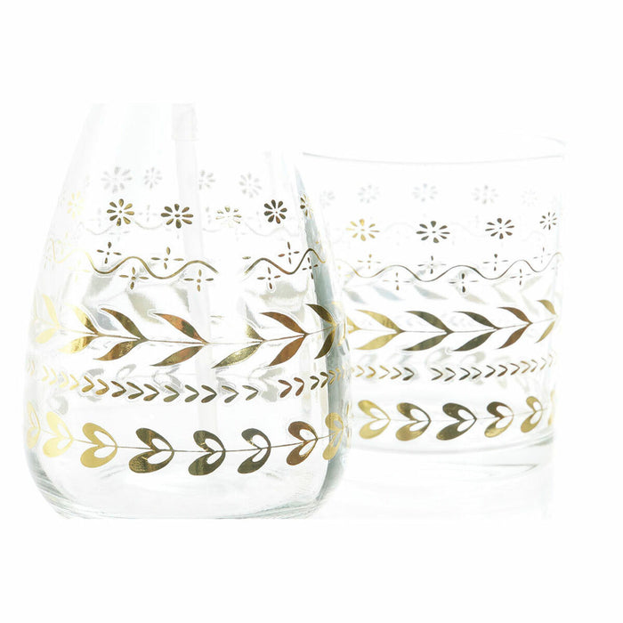 Bath Set DKD Home Decor Golden Crystal ABS Plastic Leaf of a plant 9 x 9 x 18 cm