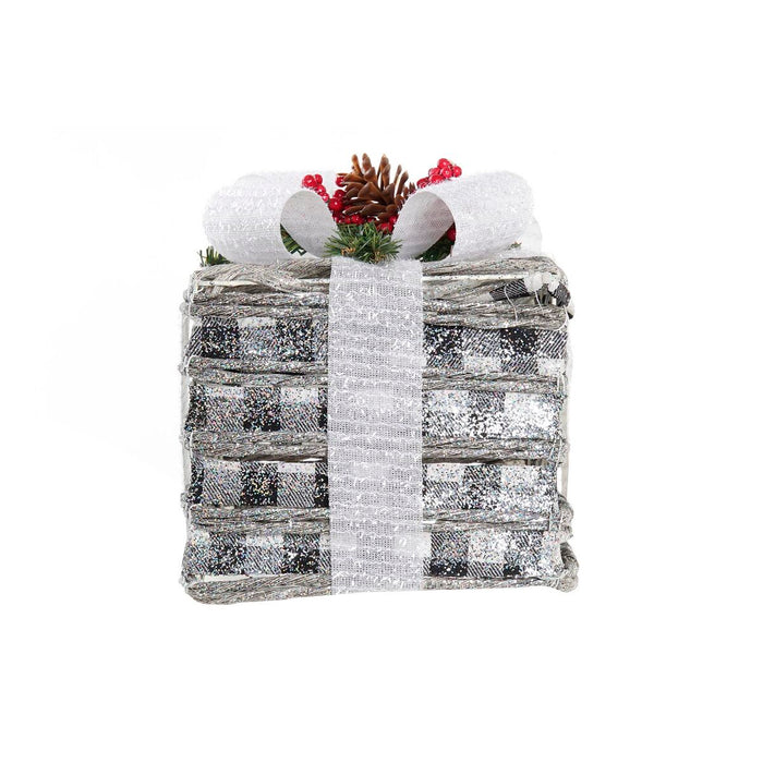 Lighting decoration DKD Home Decor White Red Green Silver Snowfall LED 25 x 25 x 29 cm (3 Pieces)