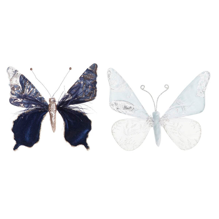 Christmas bauble DKD Home Decor Polyester Butterfly (2 Units) (23 x 3 x 19 cm)