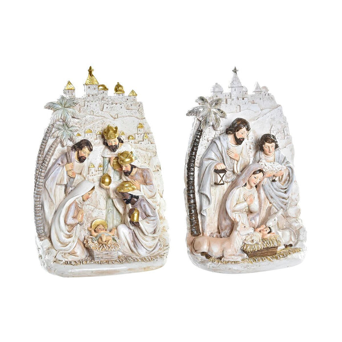 Christmas nativity set DKD Home Decor Golden Cream Resin Multicolour (18 x 9 x 25,5 cm) (2 Units)