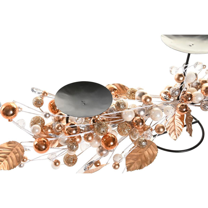 Candle Holder DKD Home Decor Beads Silver Golden Metal PVC (70 x 10 x 20 cm) (2 Units)