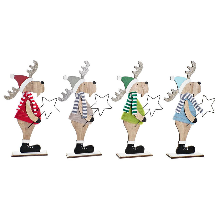 Christmas bauble DKD Home Decor Wood Polyester Reindeer (5 x 22 x 41 cm) (4 Units)