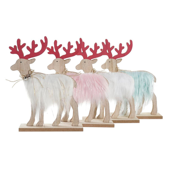 Christmas bauble DKD Home Decor Polyester MDF Reindeer (23 x 5 x 16 cm) (4 Units)