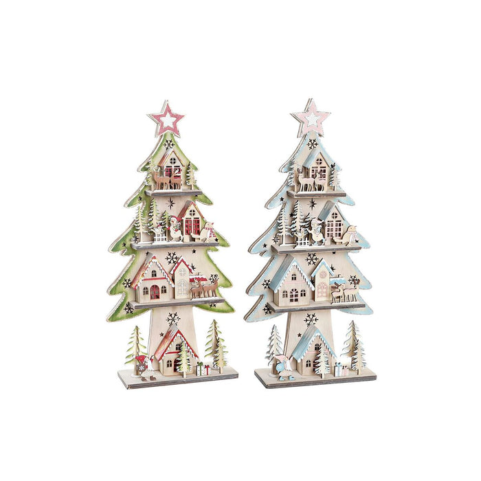 Christmas Tree DKD Home Decor Red Tree Blue Pink Wood Green (23 x 9 x 47 cm) (2 Units)