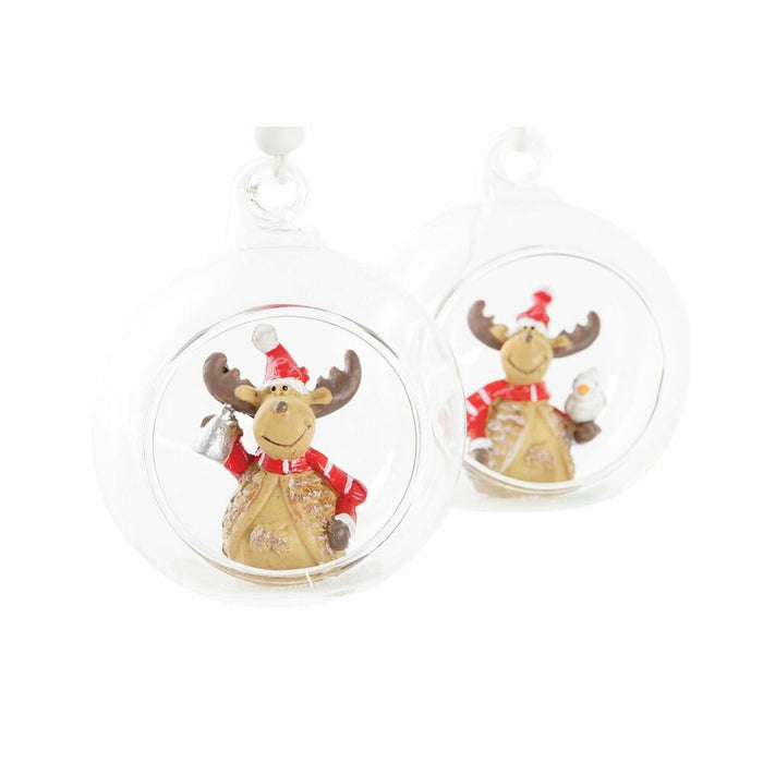 Christmas bauble DKD Home Decor Crystal Resin Reindeer (7 x 6 x 8 cm) (4 Units)