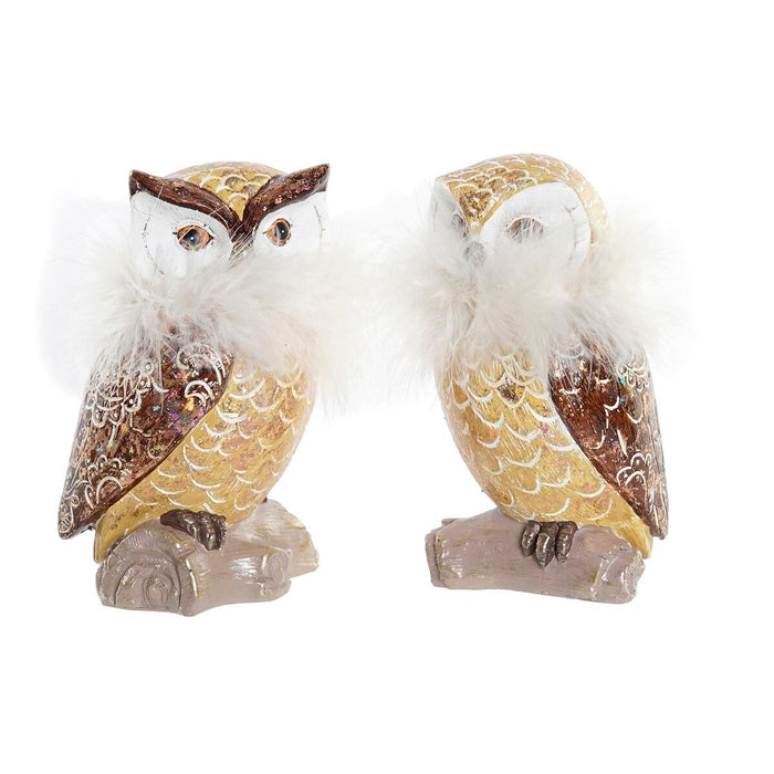 Christmas bauble DKD Home Decor Owl Resin (7,5 x 7,5 x 14 cm) (2 Units)