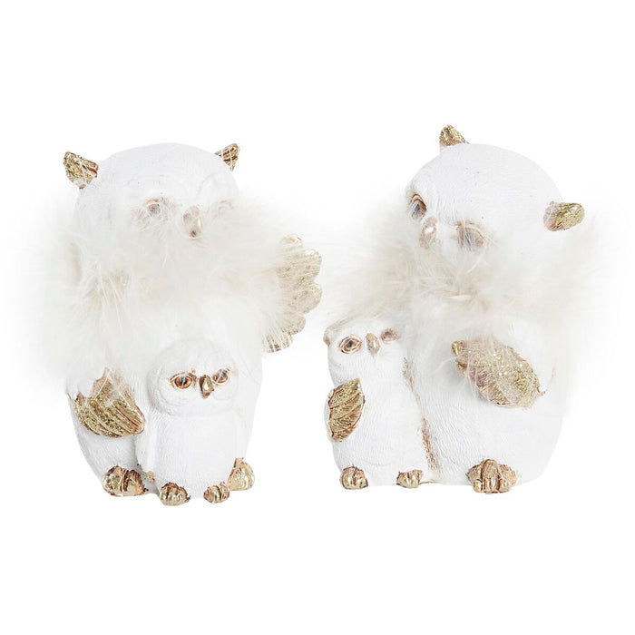Christmas bauble DKD Home Decor Owl Resin (7,5 x 7 x 10 cm) (2 Units)