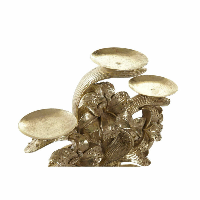 Candle Holder DKD Home Decor 26 x 12 x 23 cm Flower Golden Resin