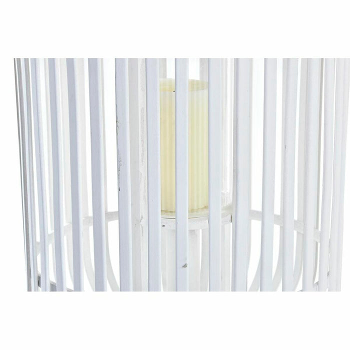 Lantern DKD Home Decor Crystal White Bamboo (28 x 28 x 47 cm)