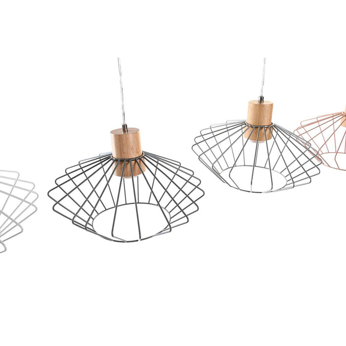 Ceiling Light DKD Home Decor 34 x 34 x 21 cm Silver Black Grey Pink Metal White 50 W 60 W Pinewood