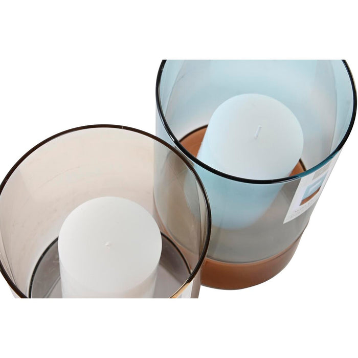 Candleholder DKD Home Decor Crystal Bicoloured Wax 13 x 13 x 21 cm (2 Units)