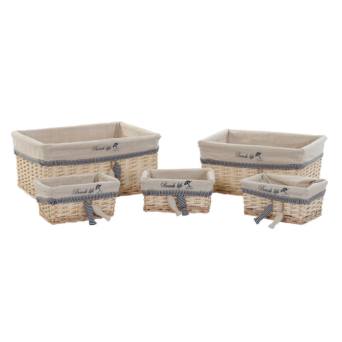 Basket set DKD Home Decor Spirals Mediterranean 48 x 38 x 13 cm