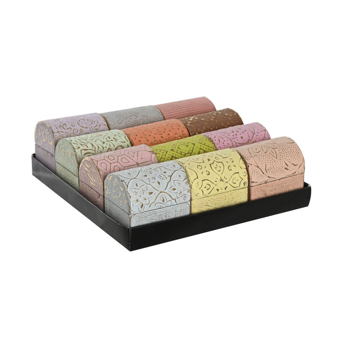 Jewelry box DKD Home Decor Multicolour Metal Mango wood 4 x 5 x 5 cm (12 Units)