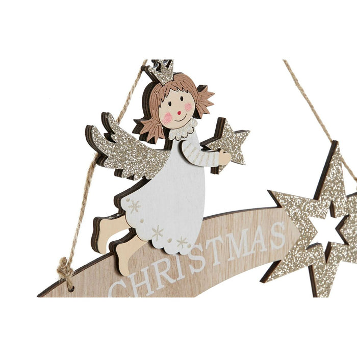 Hanging decoration DKD Home Decor White Golden Wood 22,5 x 0,5 x 15 cm (2 Units)