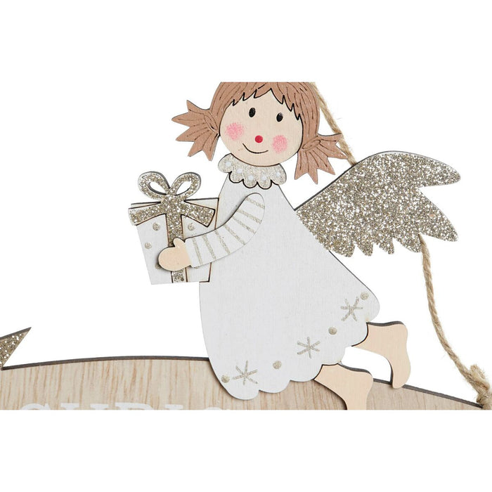 Hanging decoration DKD Home Decor White Golden Wood 22,5 x 0,5 x 15 cm (2 Units)