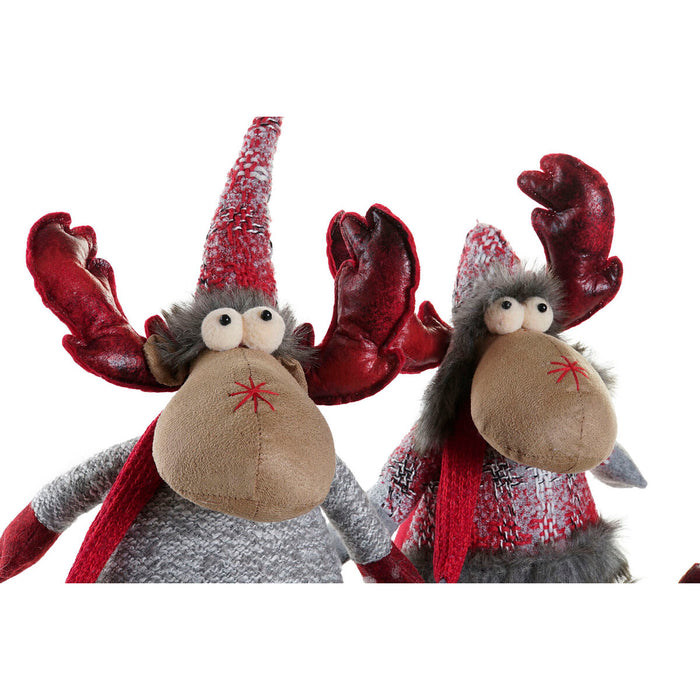 Christmas bauble DKD Home Decor Red Grey Reindeer 27 x 19 x 32 cm (2 Units)